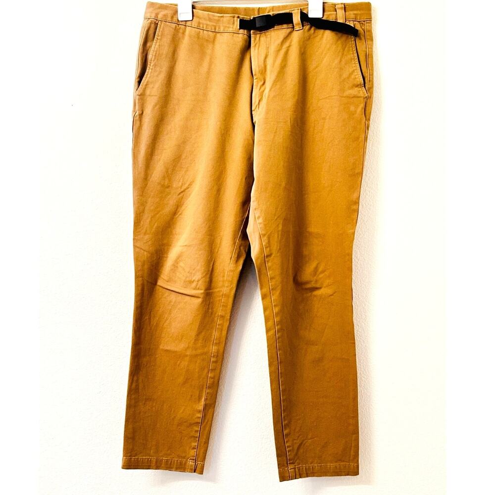 MUJI Men’s Stretch Twill Belted Baker Pants Utility Fatigue Tapered Khaki Size L